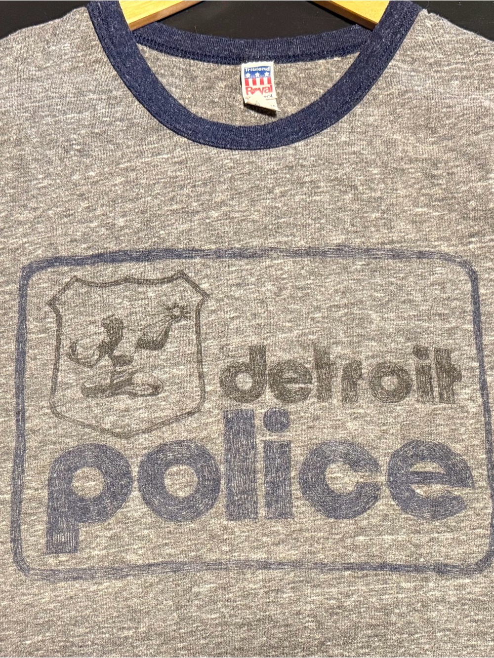 Detroit Police Graphic Ringer Tee - Gray & Navy